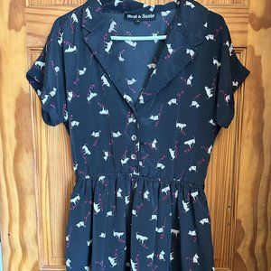 Brat & Suzie Navy Blue/Black Cat Dress Size M